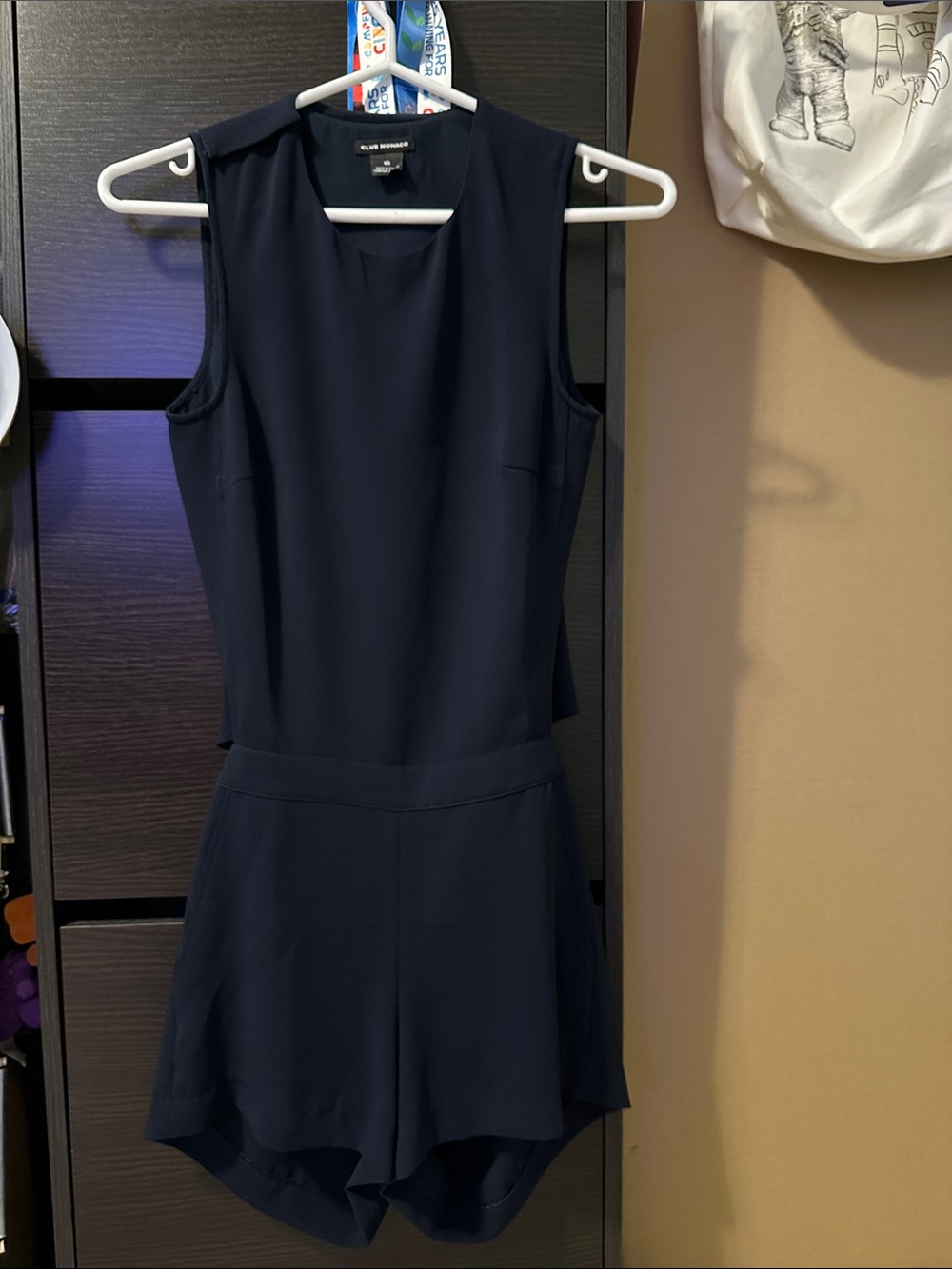 Sleeveless Open Back Navy Romper